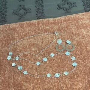 QVC Silver and Blue Necklace Set